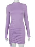 Long Sleeve Bodycon Dress | Ruched Bodycon Dress | Auxxano305