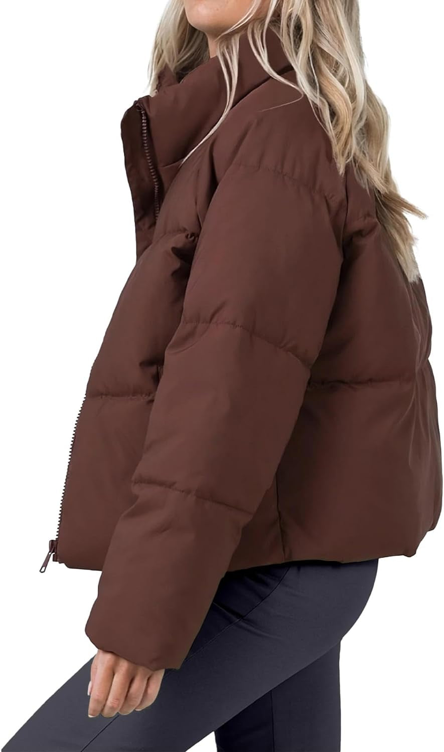 Women's Brown Puffer Jacket | Women's Puffer Jacket | Auxxano305