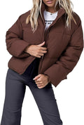 Women's Brown Puffer Jacket | Women's Puffer Jacket | Auxxano305